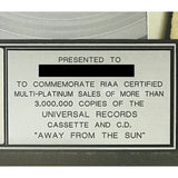 3 Doors Down Away From The Sun RIAA 3x Multi - Platinum LP Award - Record