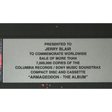 Armageddon soundtrack 7M Sold Columbia/Sony Records Award - Record