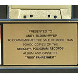 Bon Jovi 7800° Fahrenheit RIAA Gold Album Award - Record Award