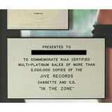 Britney Spears In The Zone RIAA 2x Multi - Platinum LP Award - Record