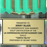 Bryant Meyers ’Tanta Falta’ RIAA Latin Gold Single Award - Record Award