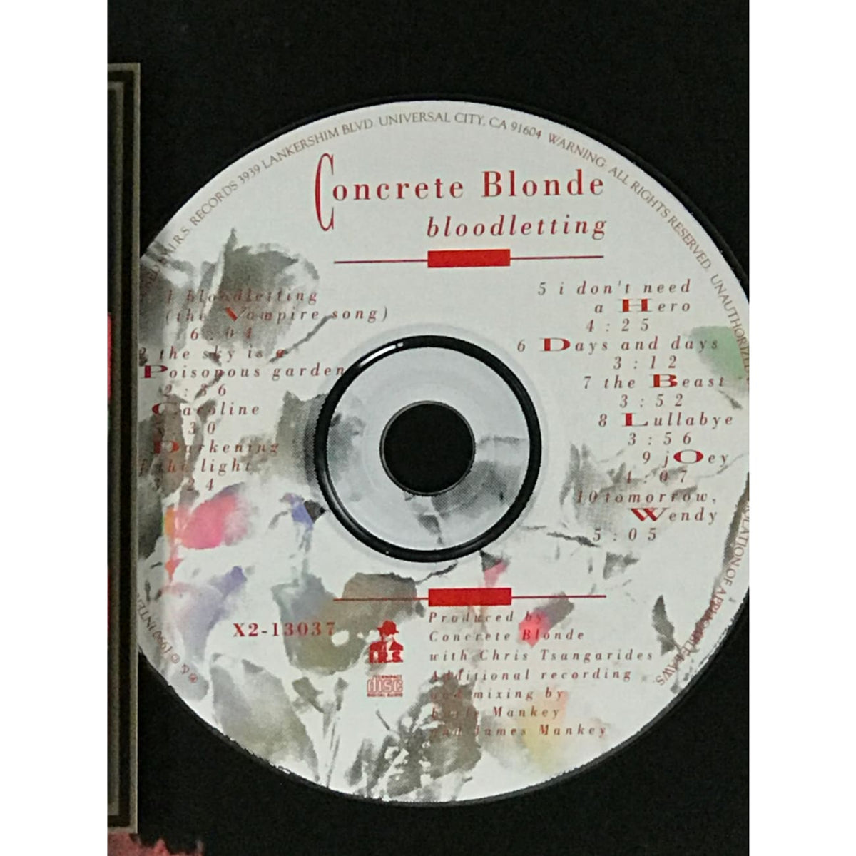 Concrete Blonde Bloodletting RIAA Gold Album Award