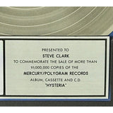Def Leppard Hysteria RIAA 10x Multi-Platinum LP Award presented to guitarist Steve Clark - RARE - Record Award