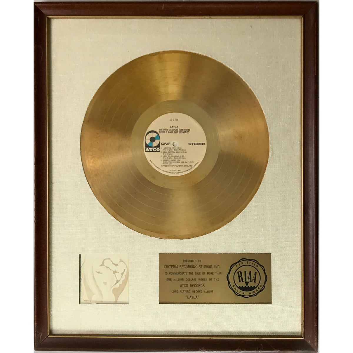 musicgoldmine.com - Derek and the Dominos Layla RIAA Gold Album