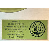 Elvis Presley Blue Hawaii RIAA Gold Album Award presented to Elvis Presley- RARE - Record Award