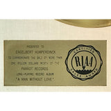 Engelbert Humperdinck A Man Without Love RIAA Gold Album Award presented to Humperdinck - RARE - Record Award