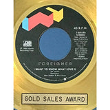 Foreigner ’I Want To Know What Love Is’ RIAA Gold Single Award - Record Award