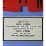 Guns N’ Roses Appetite For Destruction RIAA 14x Multi-Platinum LP Award - Record