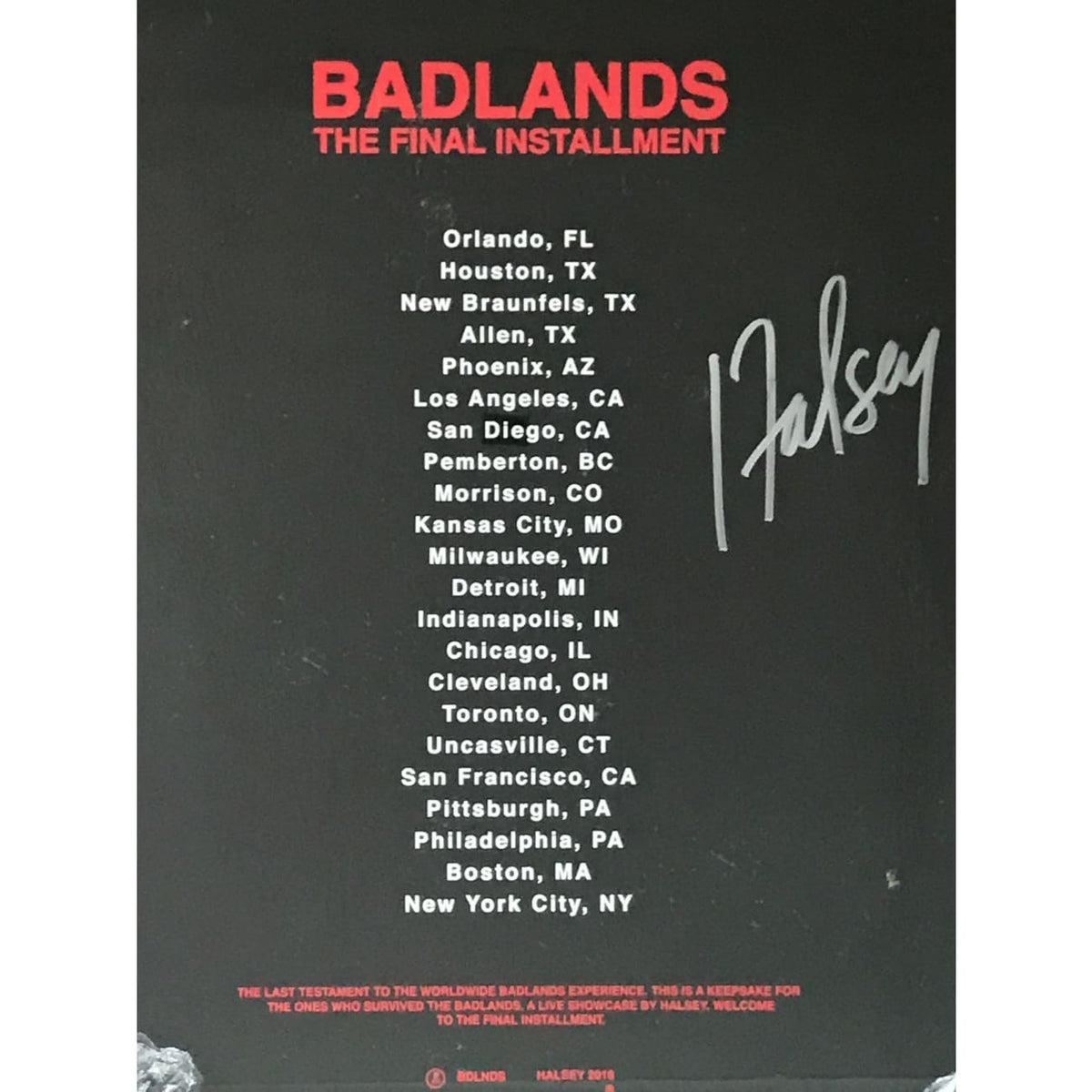 musicgoldmine.com - Halsey Signed Badlands Tour Poster