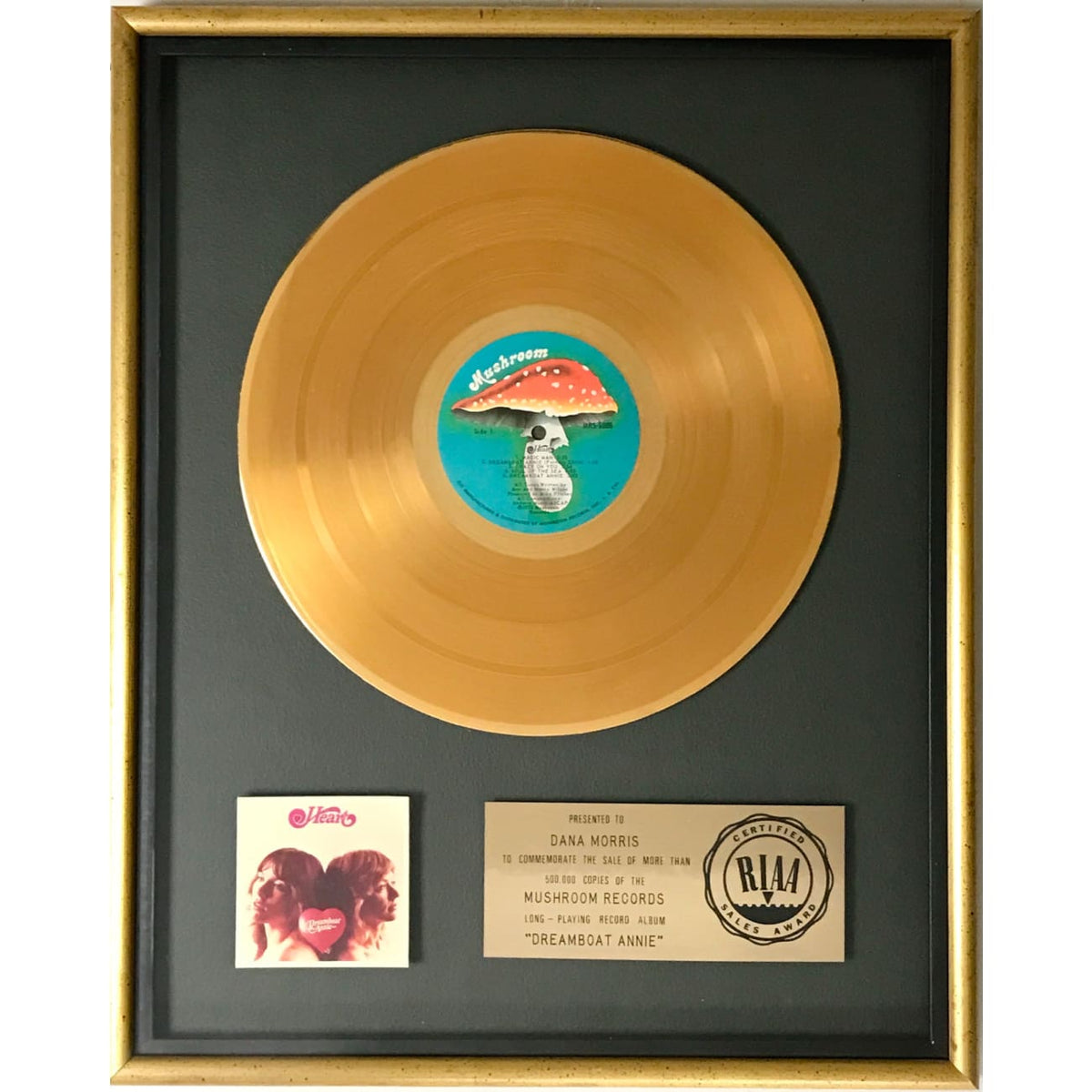 musicgoldmine.com - Heart Dreamboat Annie RIAA Gold Album Award