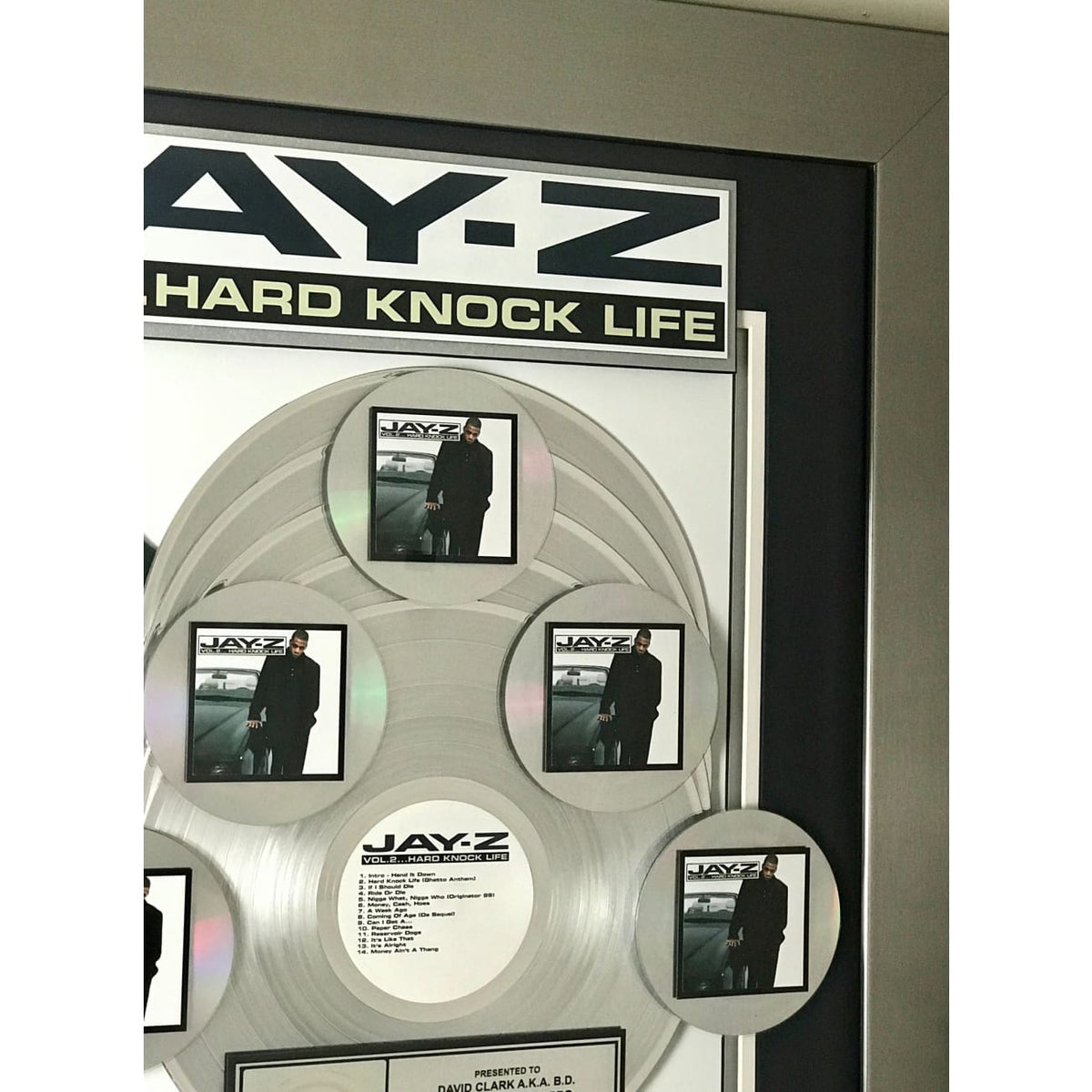 Jay-Z Vol. 2 Hard Knock Life RIAA 5x Multi-Platinum Album Award