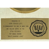 Johnnie Taylor Who’s Making Love RIAA White Matte Gold 45 Award - RARE - Record Award