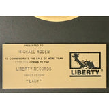 Kenny Rogers Lady Liberty Label Award - Record Award