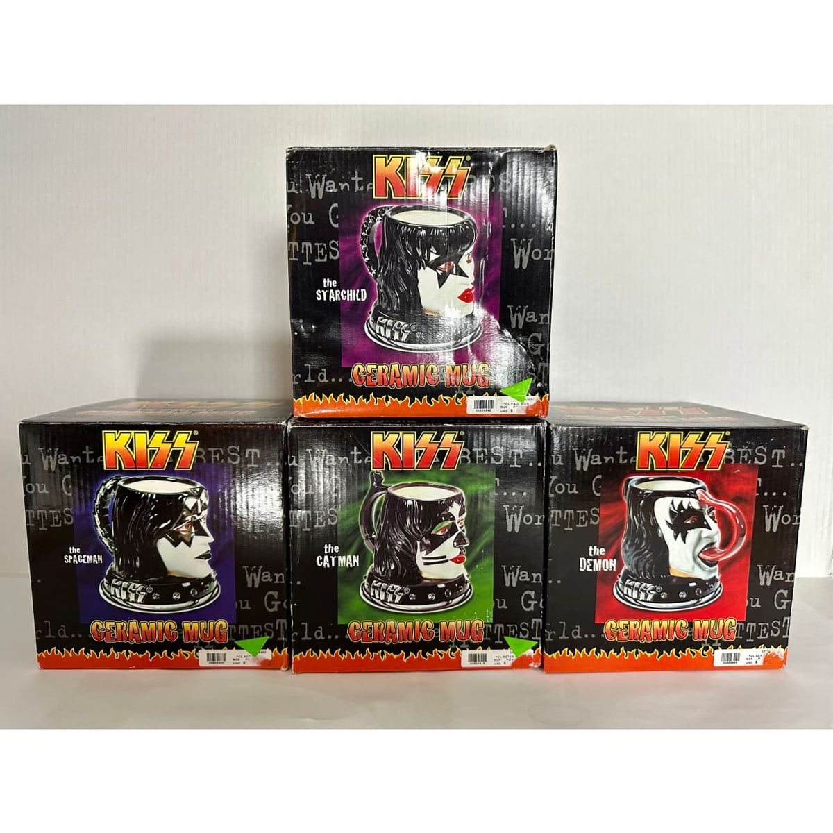 musicgoldmine.com - KISS Ceramic Mug Set -All 4 NEW IN BOX