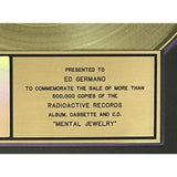 Live Mental Jewelry RIAA Gold Album Award - Record Award