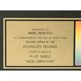 Marky Mark & the Funky Bunch Good Vibrations RIAA Gold Single Award - Record Award