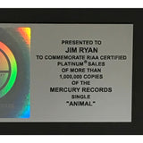 Neon Trees Animal RIAA Platinum Single Award signed by group w/JSA LOA - Record Award