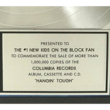 New Kids On The Block Hangin’ Tough RIAA Platinum Album Award to #1 Fan - Record Award