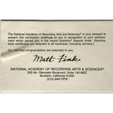 Prince 1984 ’Purple Rain’ Grammy Album Of The Year Nomination Certificate presented to Prince And The Revolution - RARE - Record Award