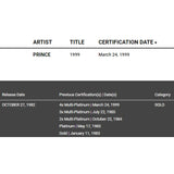 Prince 1999 RIAA Platinum LP Award - Record Award