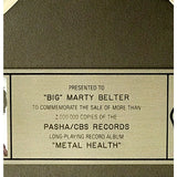 Quiet Riot Metal Health RIAA 2x Multi-Platinum LP Award - RARE - Record Award