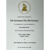 Quincy Jones Q’s Jook Joint RIAA Gold Album Award + Grammy Win Certificate - Record Award