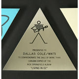 Rick Springfield Living In Oz Gold & Platinum Label Award signed by Springfield - Record Award