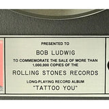 Rolling Stones Tattoo You RIAA Platinum Album Award - Record Award