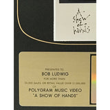 Rush A Show Of Hands RIAA Gold Video Award - Record Award