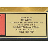 Rush Hold Your Fire RIAA Gold Album Award - Record Award