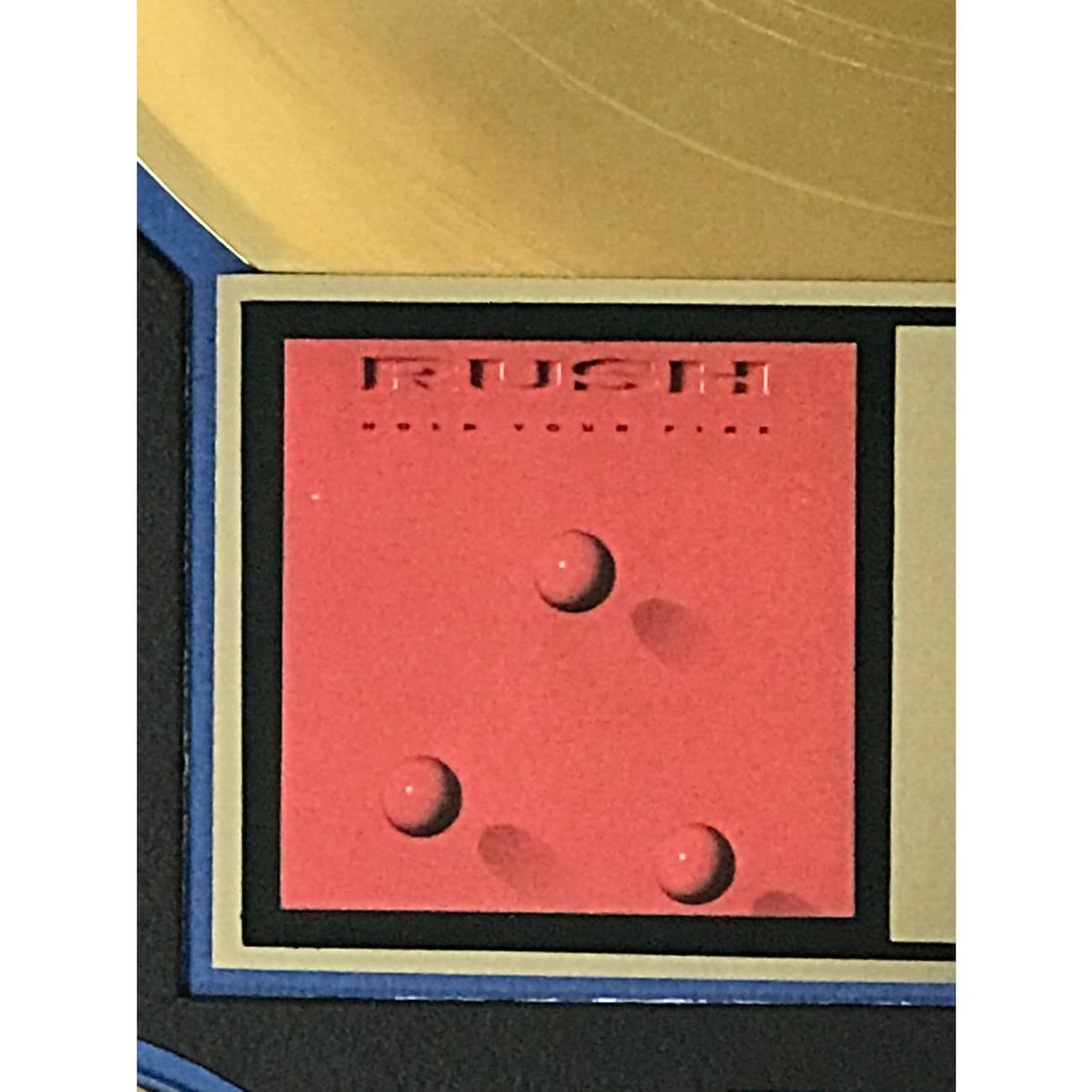 musicgoldmine.com - Rush Hold Your Fire RIAA Gold Album Award