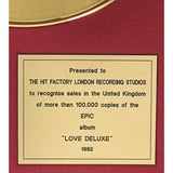 Sade Love Deluxe Epic Records UK Gold Award - Record Award