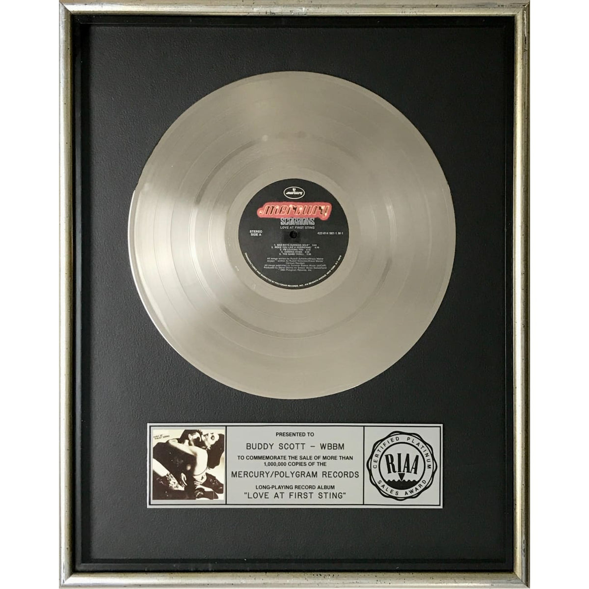 musicgoldmine.com - Scorpions Love At First Sting RIAA Platinum