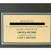 Stevie B Love & Emotion RIAA Gold Album Award signed by Stevie B - Record Award