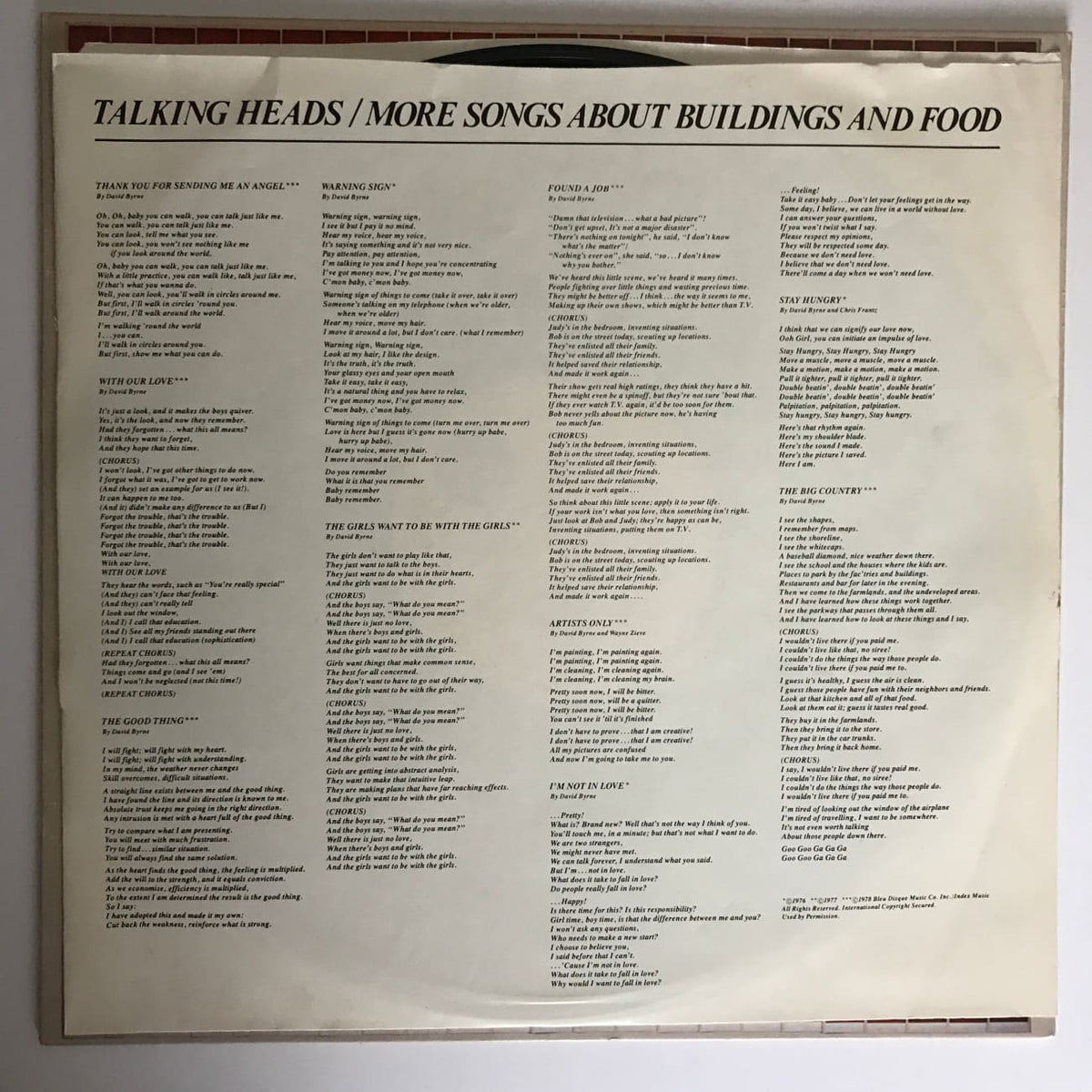 Talking Heads More Songs About Buildings and Food