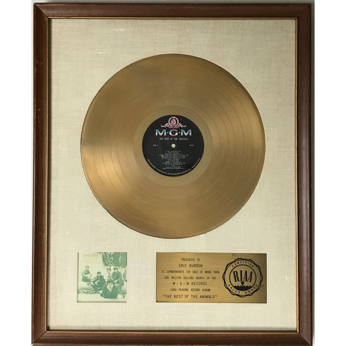 musicgoldmine.com - The Animals Best Of... White Matte RIAA Gold