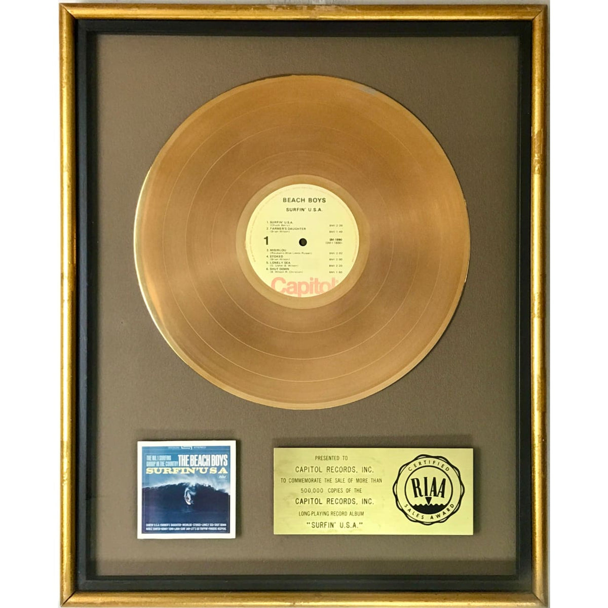 musicgoldmine.com - The Beach Boys Surfin' USA RIAA Gold Album