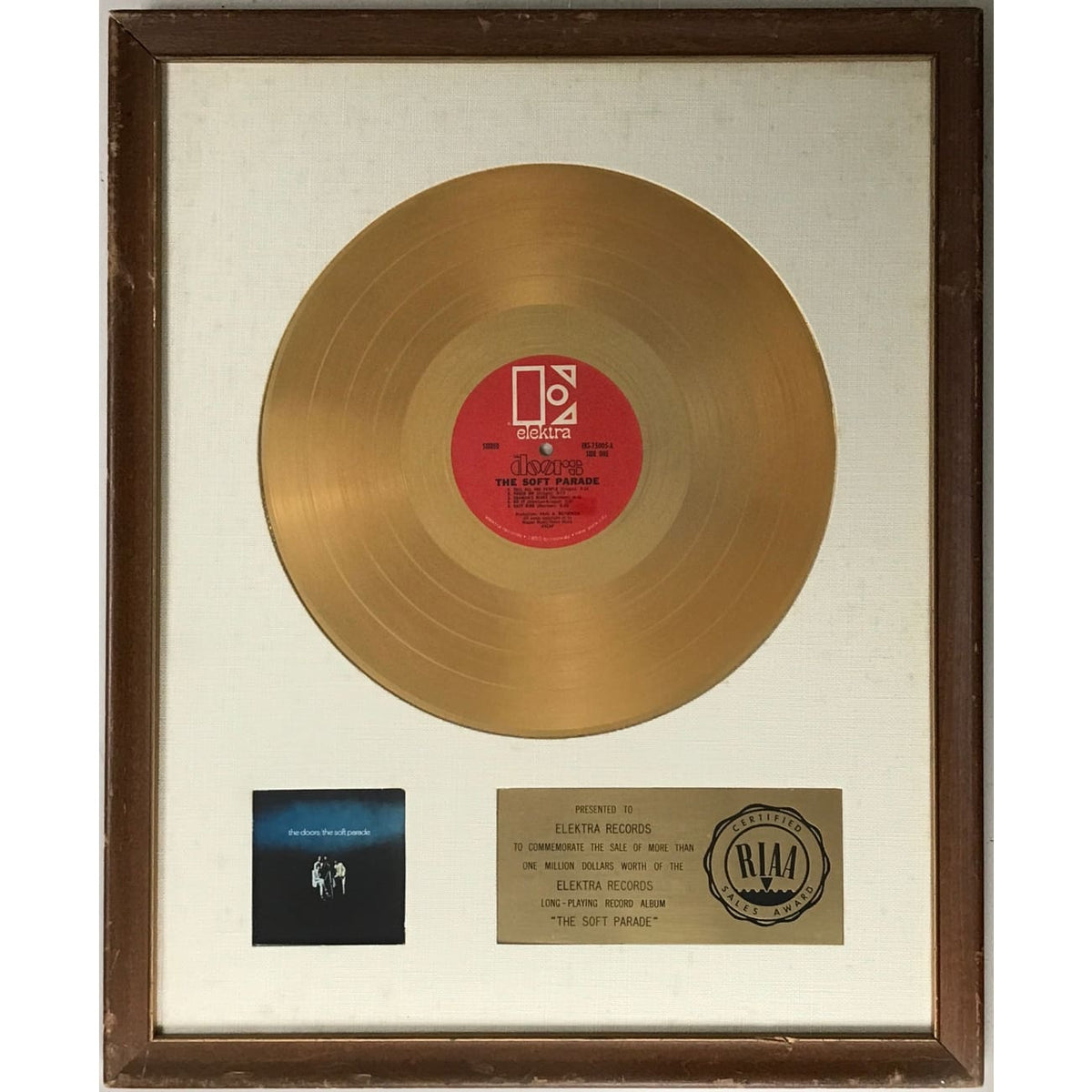  The Doors The Soft Parade RIAA Gold LP Award - RARE –