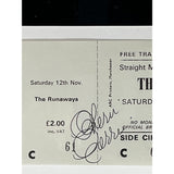 The Runaways 1977 Ticket Collage signed by Cherie Currie w/JSA COA - Music Memorabilia