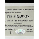The Runaways 1977 Ticket Collage signed by Cherie Currie w/JSA COA - Music Memorabilia