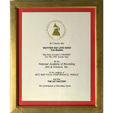 Toni Braxton debut RIAA 8x Multi-Platinum Album Award + Grammy® Win Certificate Plaque - Record Award