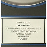 Van Halen OU812 Warner Bros Records Album Award - Record Award