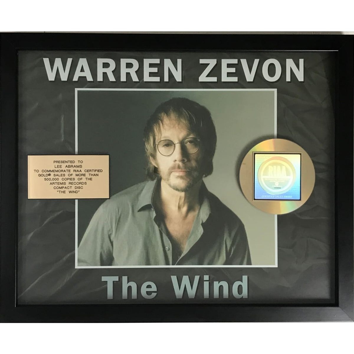 musicgoldmine.com - Warren Zevon The Wind RIAA Gold LP Award 
