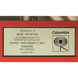 Wham! Make It Big 1985 Columbia Records Award - Record Award