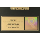 ZZ Top Greatest Hits RIAA Gold Album Award presented to Dusty Hill - RARE - Record Award