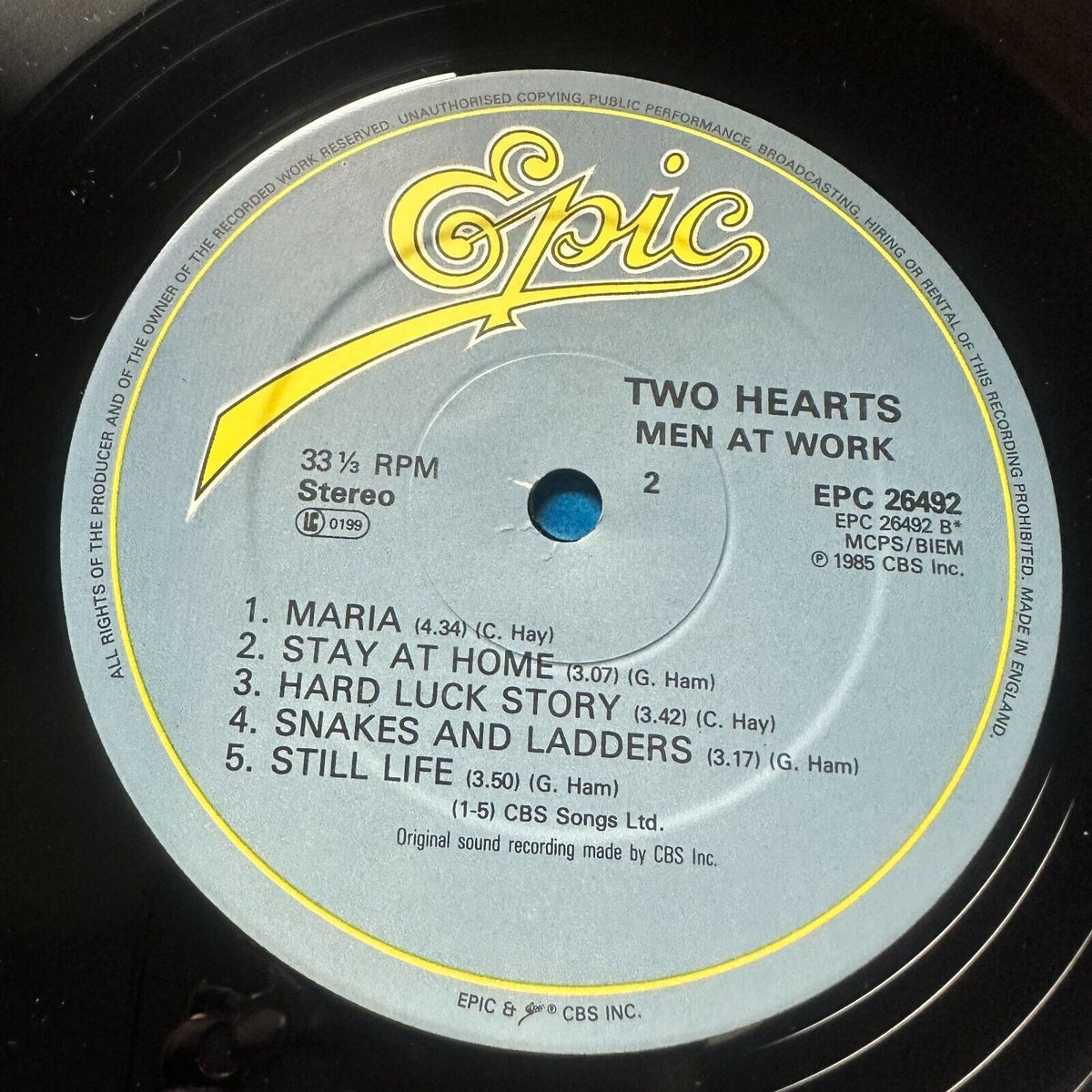 Men At Work Two Hearts Vinyl LP UK 1985 – MusicGoldmine.com