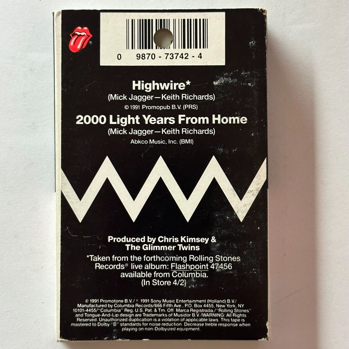 Rolling Stones Highwire! Cassette Single 1991 – MusicGoldmine.com