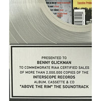 2Pac Above The Rim Soundtrack RIAA 2x Multi-Platinum Album Award - RARE - Record Award