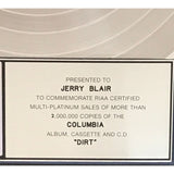 Alice In Chains Dirt RIAA 2x Multi-Platinum Album Award