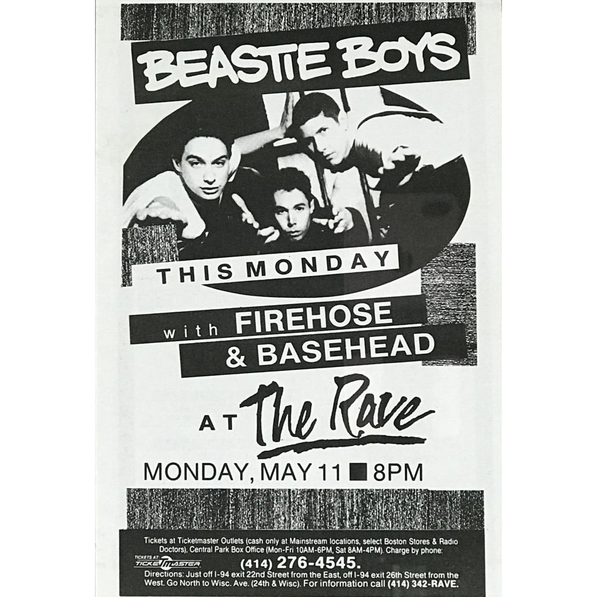 musicgoldmine.com - Beastie Boys 1992 Original Concert Flyer
